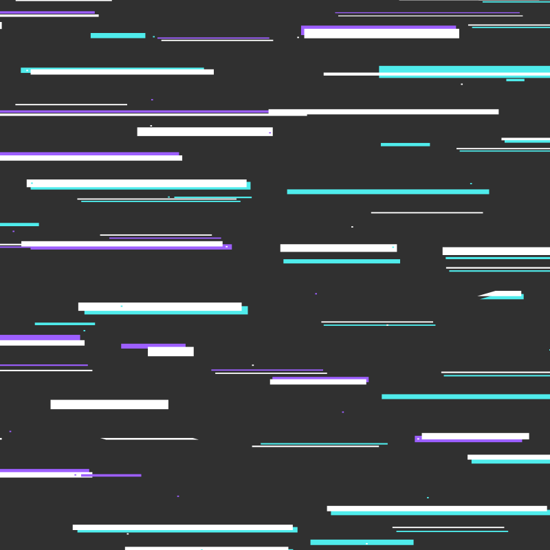 illustration of pattern on black background of horizontal lines resembling of cyber punk theme, glitch, computer glitch, digital error, software, AI. In white, neon purple and neon turquoise. merchandising collection for female gamer The Best Taco.
