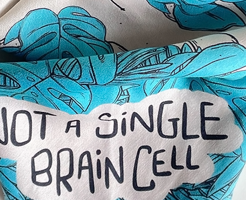 Funny quotes printed on bandanas. Not a single brain cell. danger: zoomies on repeat. the cuddliest gremlin. engages in criminal activities. previously found at Campfield market and makers markets in Manchester
